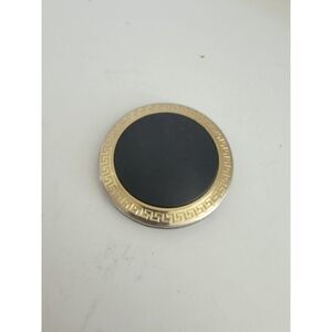 Vintage Women's Black Gold Round Make-Up Compact Mirror Size Small